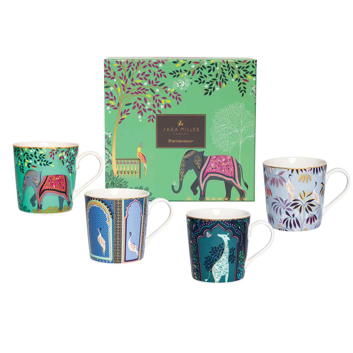 Sara Miller India Set of 4 Mugs, Assorted image number null